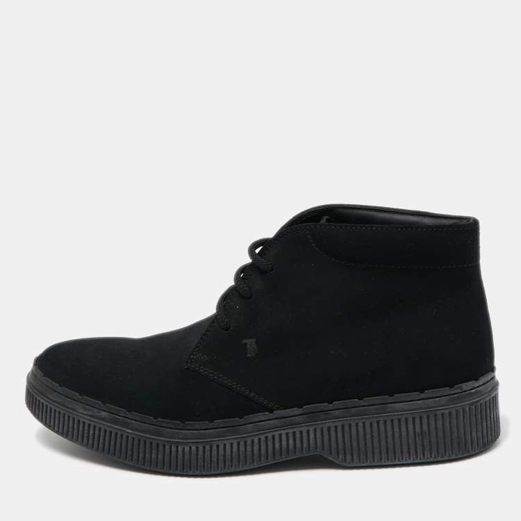 مملوكة مسبقًا Tod's Black Suede  Lace Up Sneakers Size 43