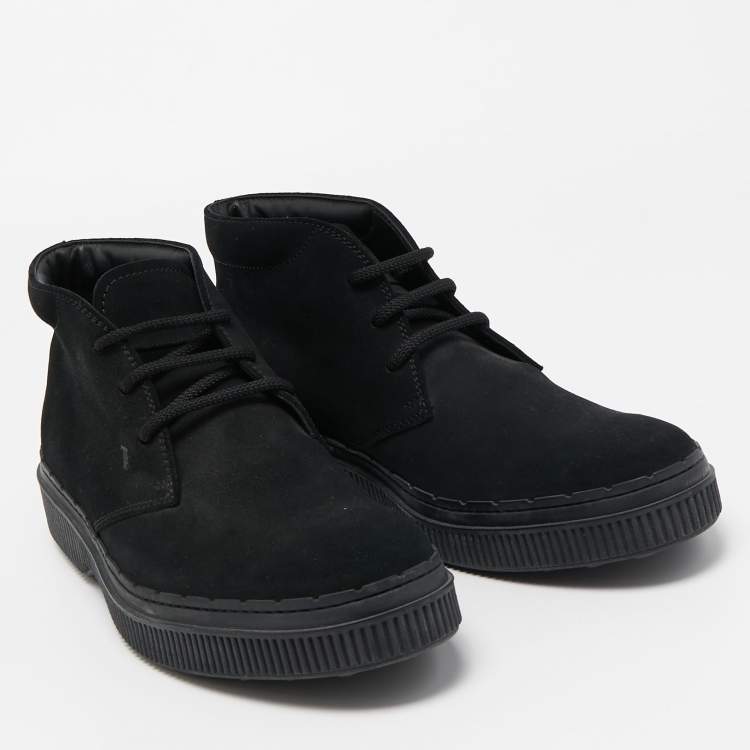 مملوكة مسبقًا Tod's Black Suede  Lace Up Sneakers Size 43