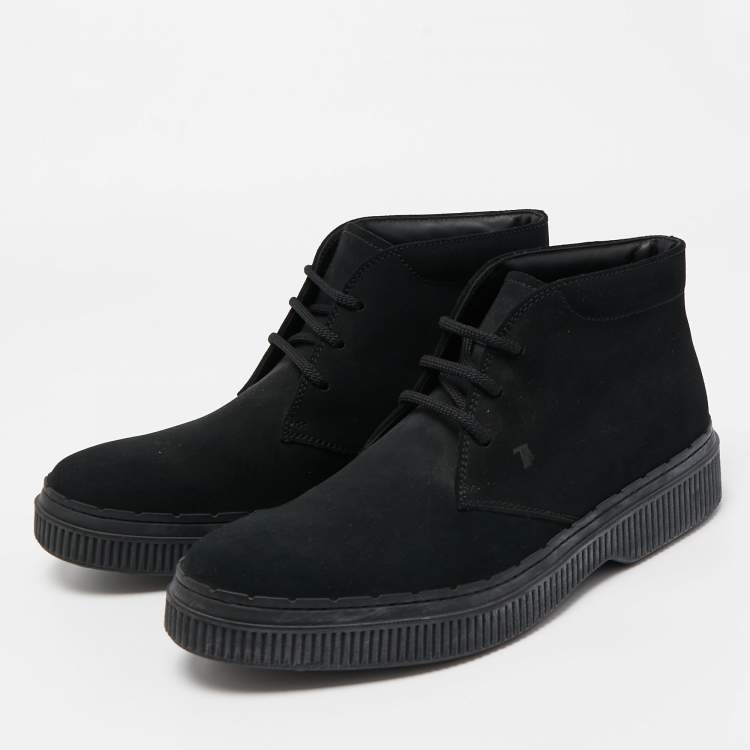 مملوكة مسبقًا Tod's Black Suede  Lace Up Sneakers Size 43