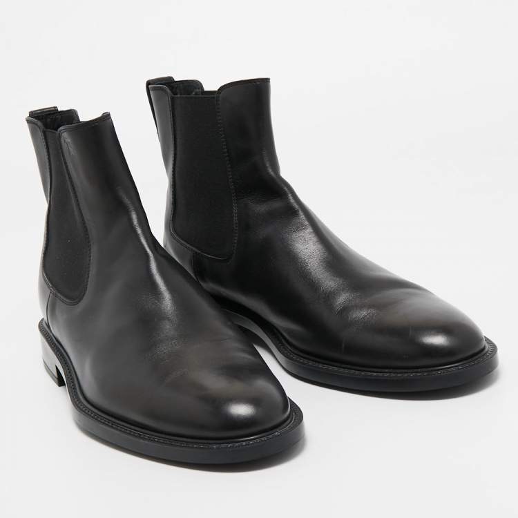 Pre Owned Tod's Black Leather Ankle Length Boots Size 43