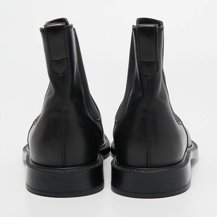 Pre Owned Tod's Black Leather Ankle Length Boots Size 43