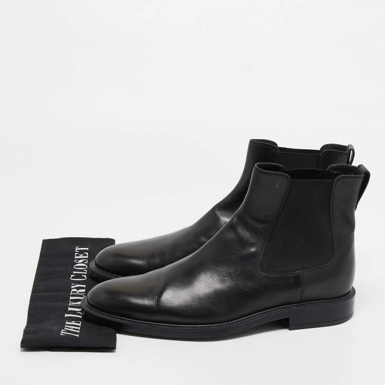 Pre Owned Tod's Black Leather Ankle Length Boots Size 43