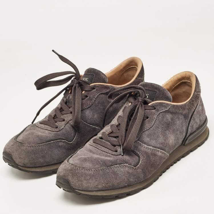 Pre Owned Tod's Grey Suede Low Top Sneakers Size 41.5