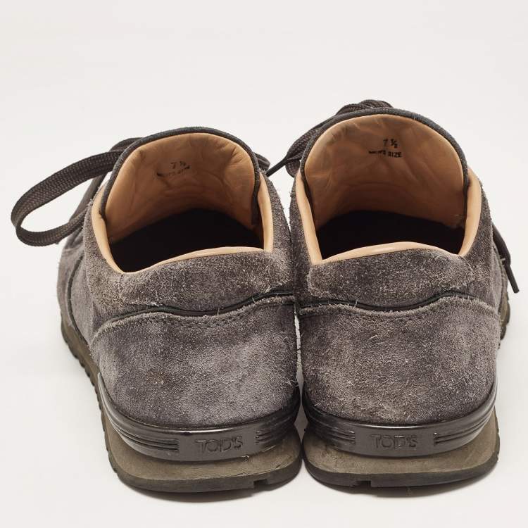 Pre Owned Tod's Grey Suede Low Top Sneakers Size 41.5