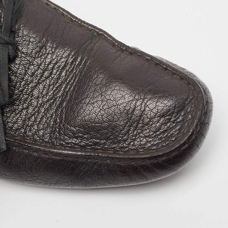 Pre Owned Tod's Black Leather Bow Slip On Loafers Size 39.5