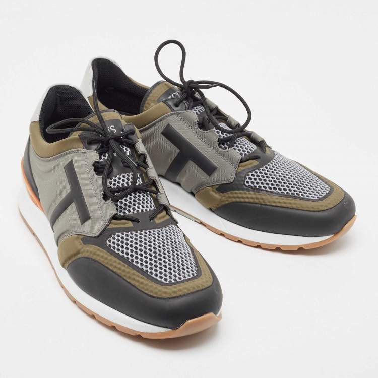 Pre Owned Tod's Multicolor Leather and Mesh Chunky Lace Up Sneakers Size 47