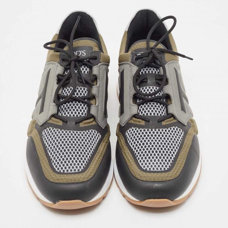 Pre Owned Tod's Multicolor Leather and Mesh Chunky Lace Up Sneakers Size 47