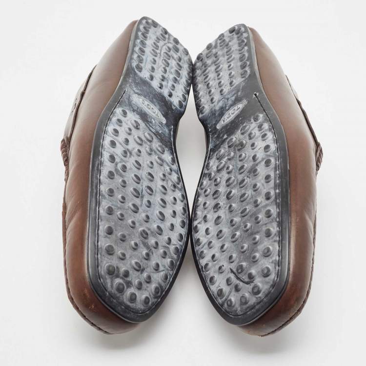 Pre Owned Tod's Brown Leather Slip On Loafers Size 47