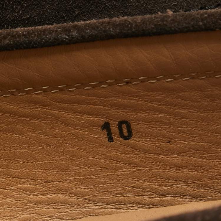 Pre Owned Tod's Brown Suede Double T Loafers Size 44.5