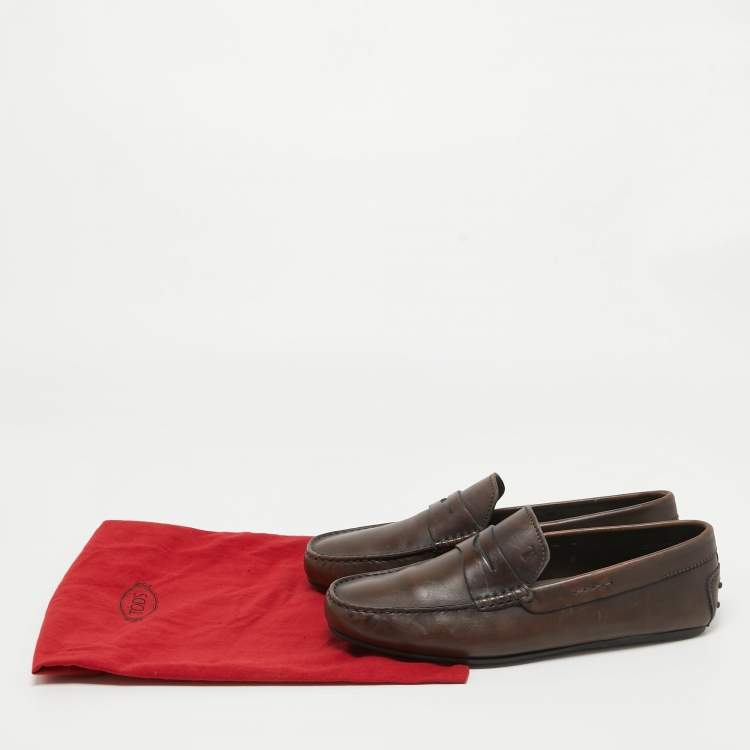 Pre Owned Tod's Brown Leather Penny Loafers Size 42