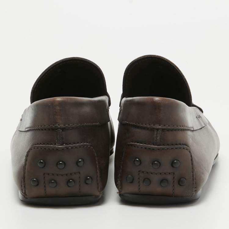 Pre Owned Tod's Brown Leather Penny Loafers Size 42