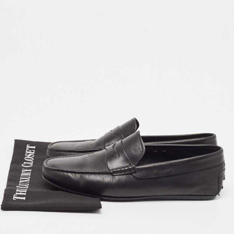 Pre Owned Tod's Black Leather Penny Loafers Size 42