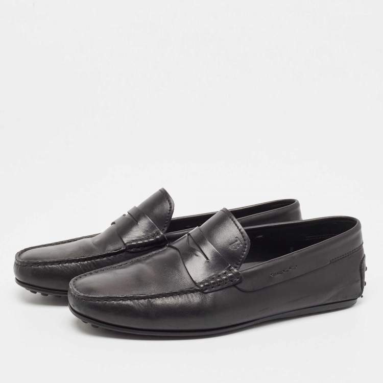 Pre Owned Tod's Black Leather Penny Loafers Size 42