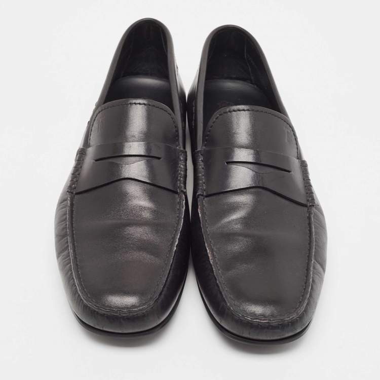 Pre Owned Tod's Black Leather Penny Loafers Size 42