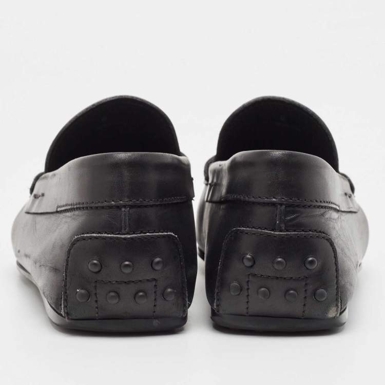 Pre Owned Tod's Black Leather Penny Loafers Size 42