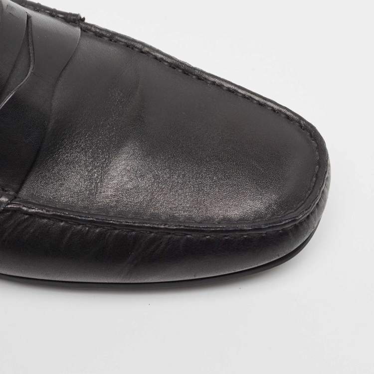 Pre Owned Tod's Black Leather Penny Loafers Size 42