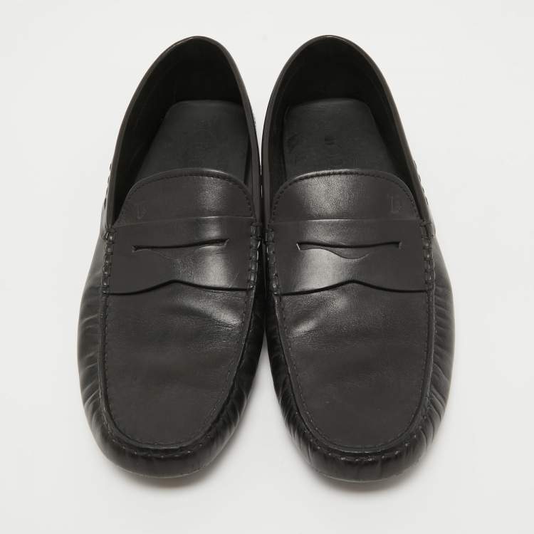 Pre Owned Tod's Black Leather Penny Loafers Size 44.5
