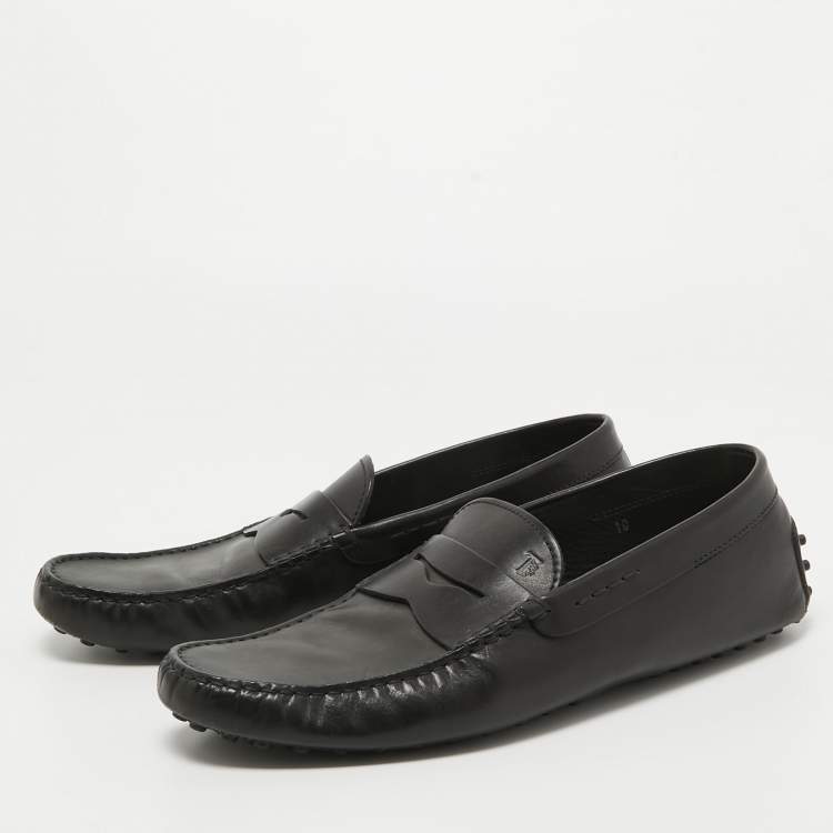 Pre Owned Tod's Black Leather Penny Loafers Size 44.5