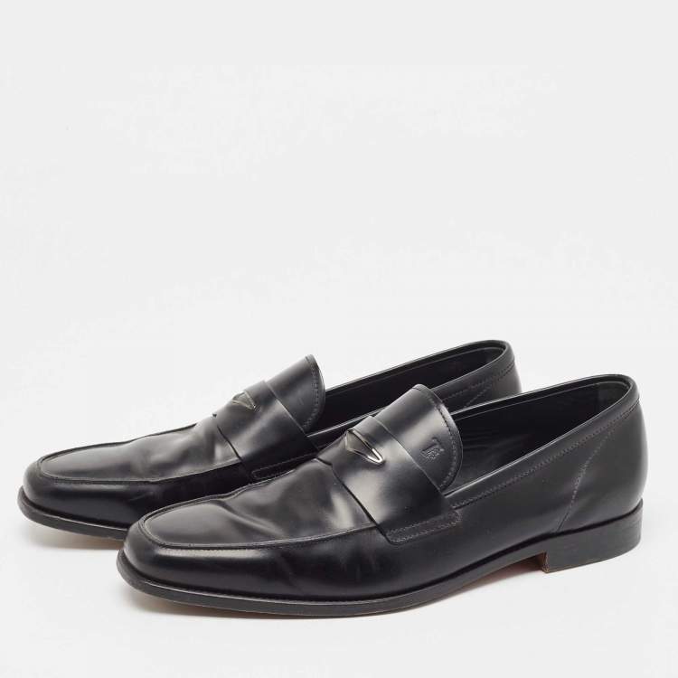 Pre Owned Tod's Black Leather Penny Loafers Size 44.5 
