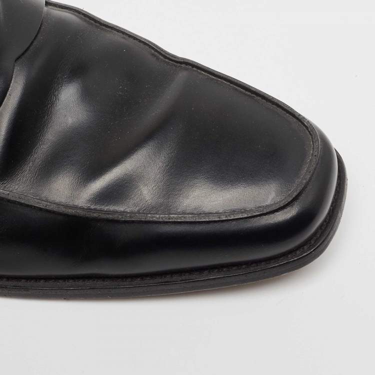 Pre Owned Tod's Black Leather Penny Loafers Size 44.5 