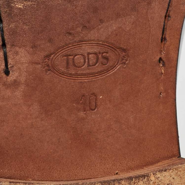 Pre Owned Tod's Black Leather Penny Loafers Size 44.5 