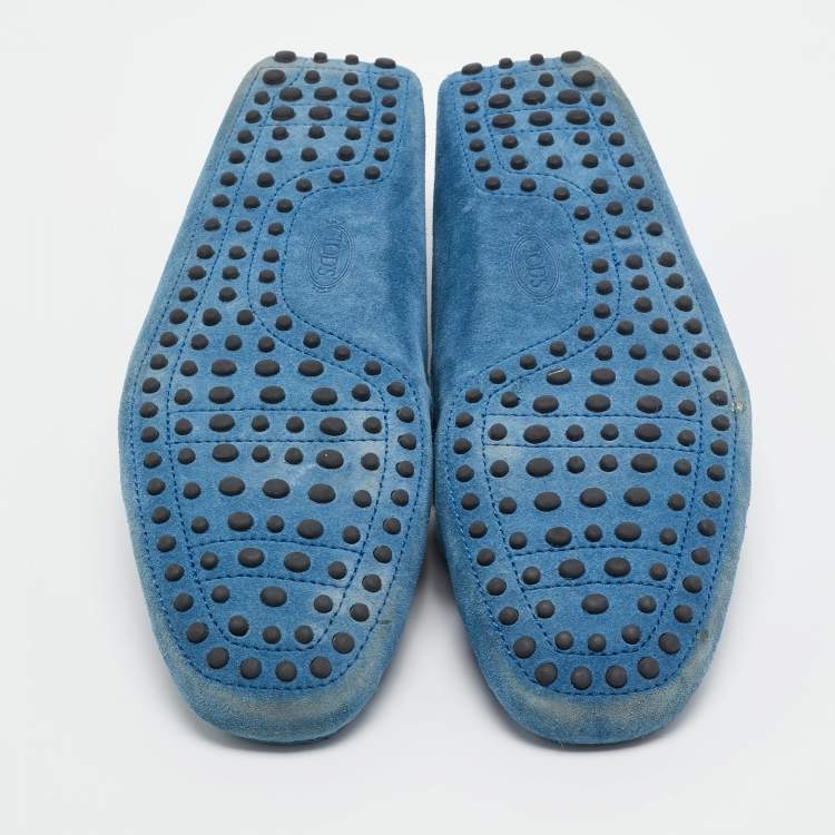 Pre Owned Tod's Blue Suede Slip On Loafers Size 45.5 