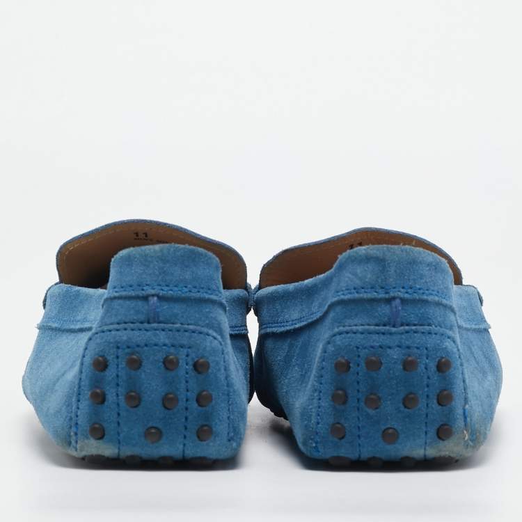 Pre Owned Tod's Blue Suede Slip On Loafers Size 45.5 
