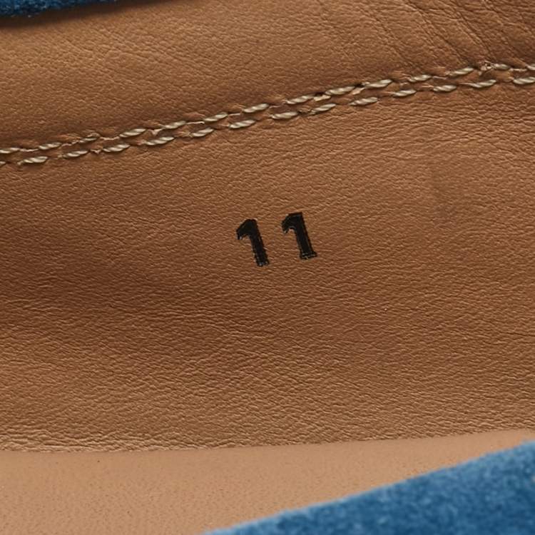 Pre Owned Tod's Blue Suede Slip On Loafers Size 45.5 