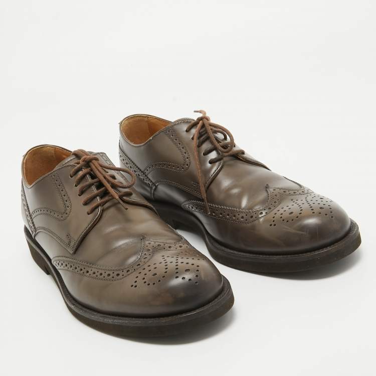 Pre Owned Tod's Brown Brogue Leather Lace Up Derby Size 41