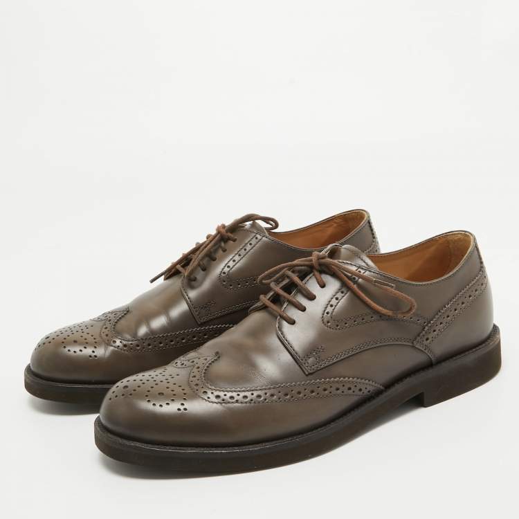 Pre Owned Tod's Brown Brogue Leather Lace Up Derby Size 41