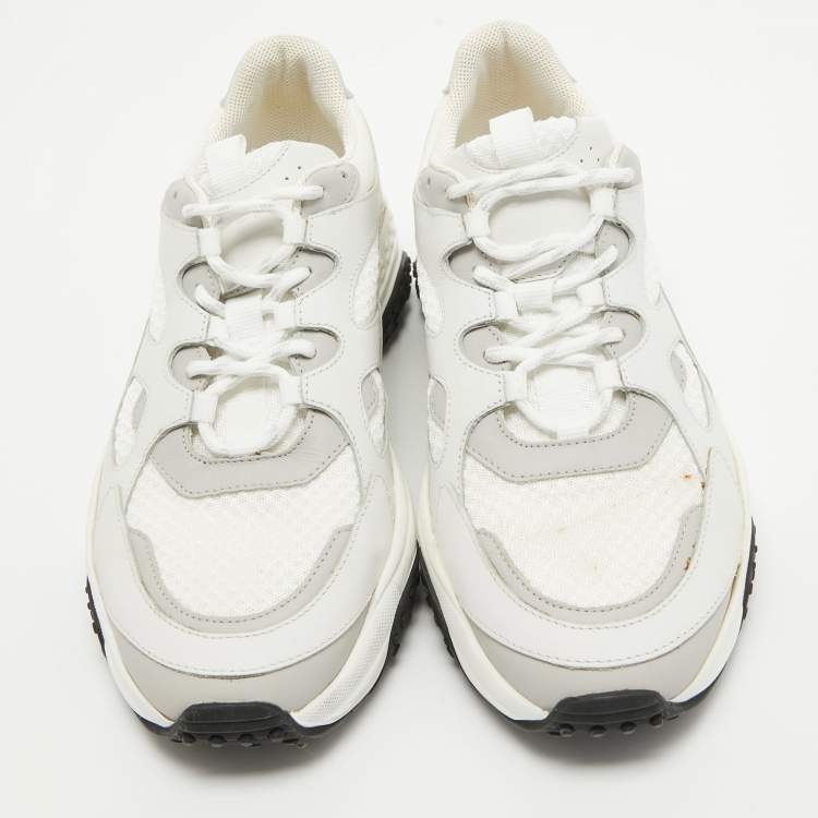 Pre Owned Tod's White/Grey Leather and Mesh Active Sporty Sneakers Size 41
