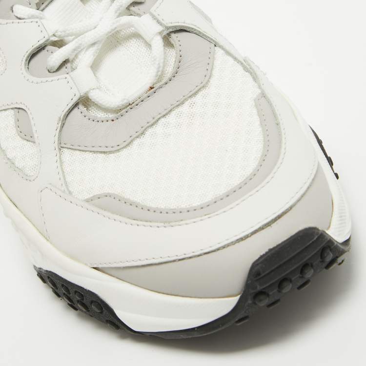 Pre Owned Tod's White/Grey Leather and Mesh Active Sporty Sneakers Size 41