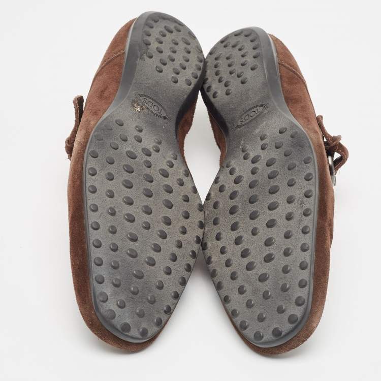 Pre Owned Tod's Brown Suede Monk  Strap Derby Loafers Size 44 