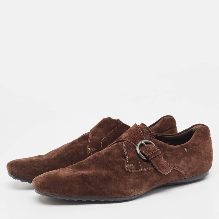 Pre Owned Tod's Brown Suede Monk  Strap Derby Loafers Size 44 