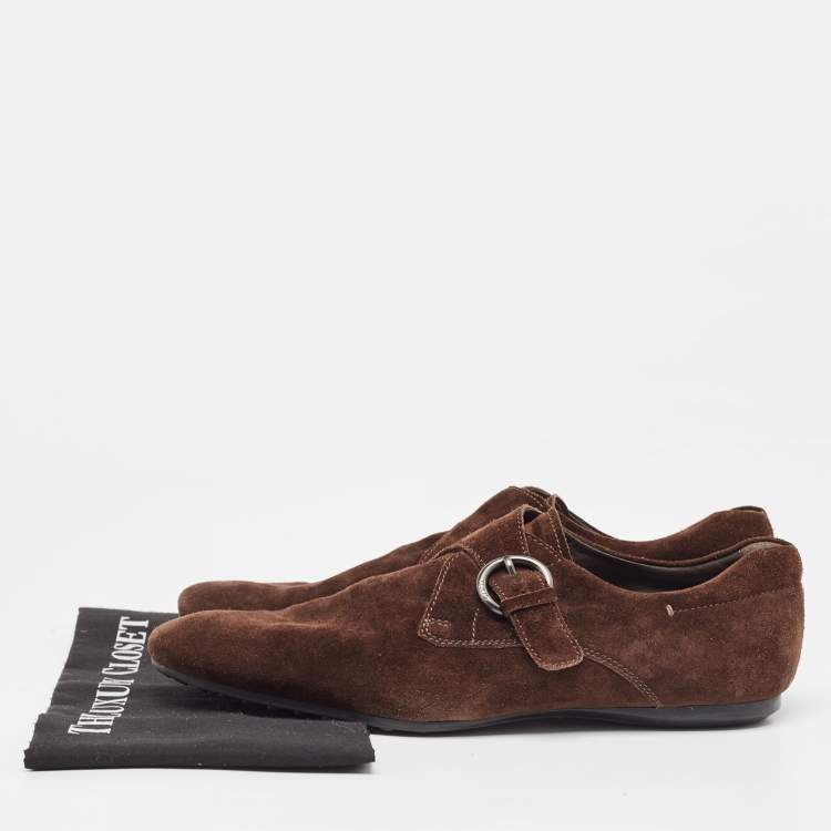 Pre Owned Tod's Brown Suede Monk  Strap Derby Loafers Size 44 