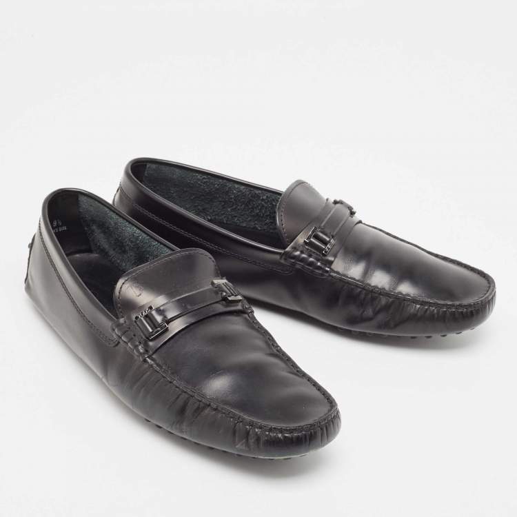 Pre Owned Tod's Black Leather Slip On Loafers Size 44