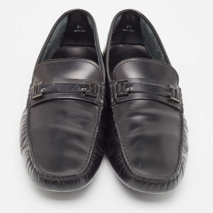 Pre Owned Tod's Black Leather Slip On Loafers Size 44