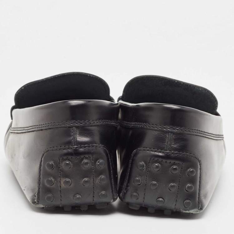 Pre Owned Tod's Black Leather Slip On Loafers Size 44