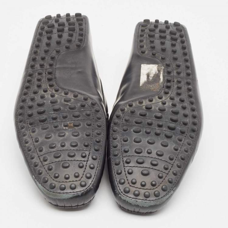 Pre Owned Tod's Black Leather Slip On Loafers Size 44