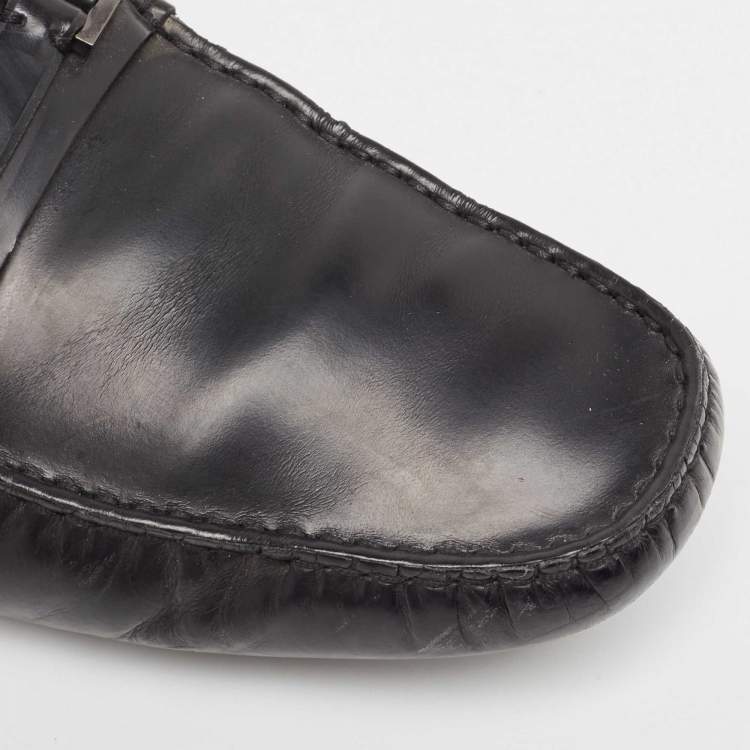 Pre Owned Tod's Black Leather Slip On Loafers Size 44