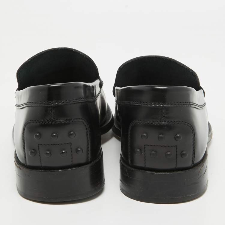 Pre Owned Tod's Black Leather Slip On Loafers Size 44