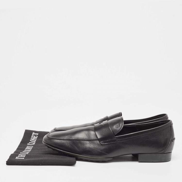 Pre Owned Tod's Black Leather Penny Loafers Size 43