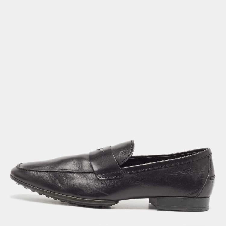 Pre Owned Tod's Black Leather Penny Loafers Size 43