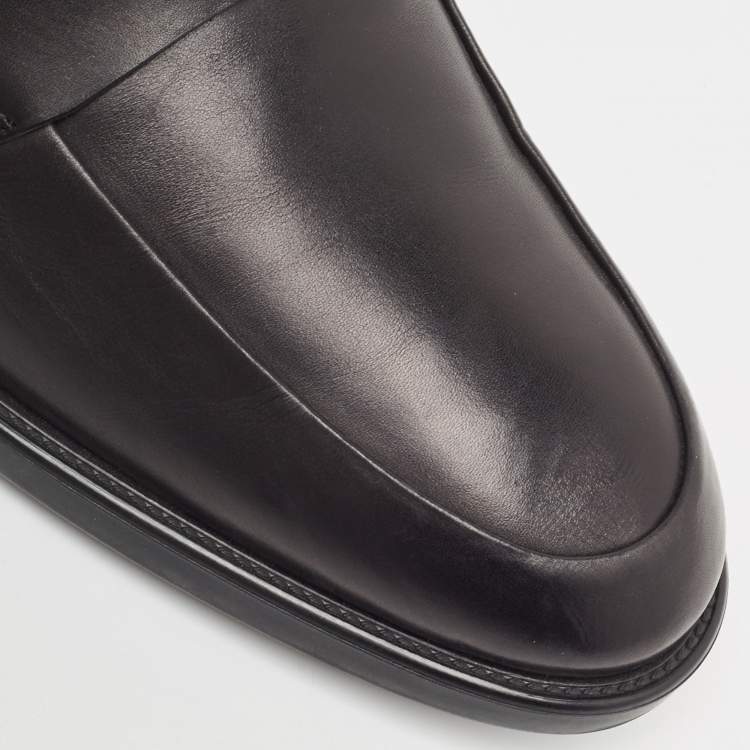 Pre Owned Tod's Black Leather Slip On Loafers Size 44