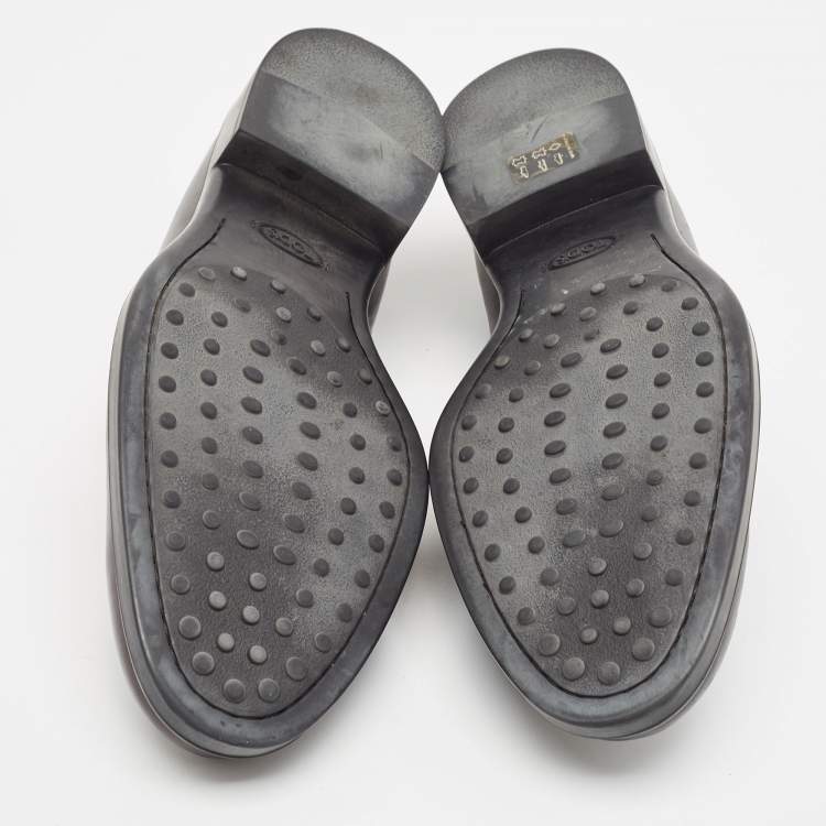 Pre Owned Tod's Black Leather Slip On Loafers Size 44