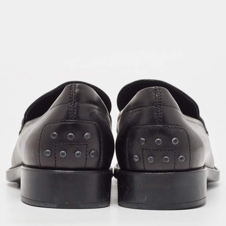 Pre Owned Tod's Black Leather Slip On Loafers Size 44