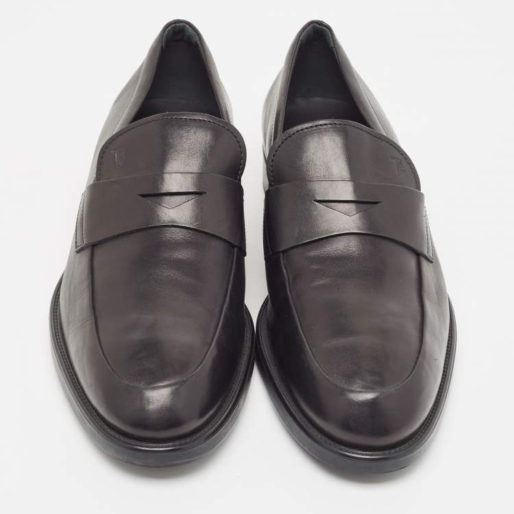 Pre Owned Tod's Black Leather Slip On Loafers Size 44