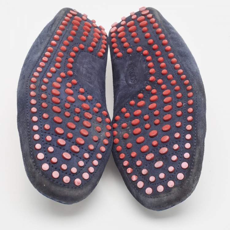 مملوكة مسبقًا Tod's for Ferrari Navy Blue Suede Slip On Loafers Size 40.5