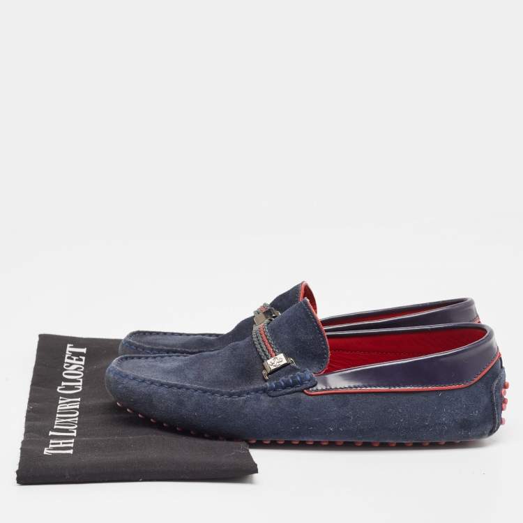 مملوكة مسبقًا Tod's for Ferrari Navy Blue Suede Slip On Loafers Size 40.5