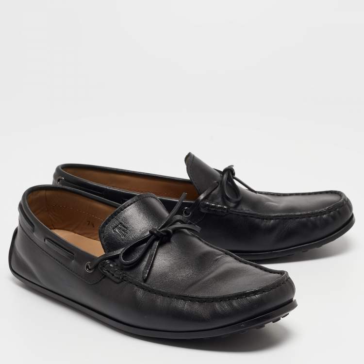 Pre Owned Tod's Black Leather Slip On Loafers Size 41.5 